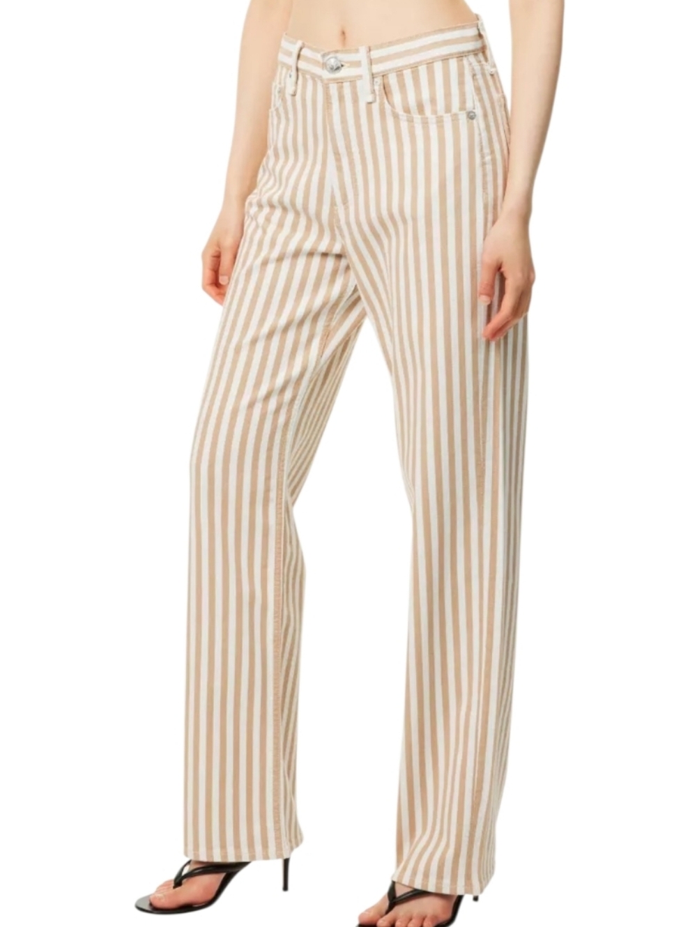 Rag & Bone Shea Relaxed Straight Jeans in the color Tan Stripe, Size 27, NWT